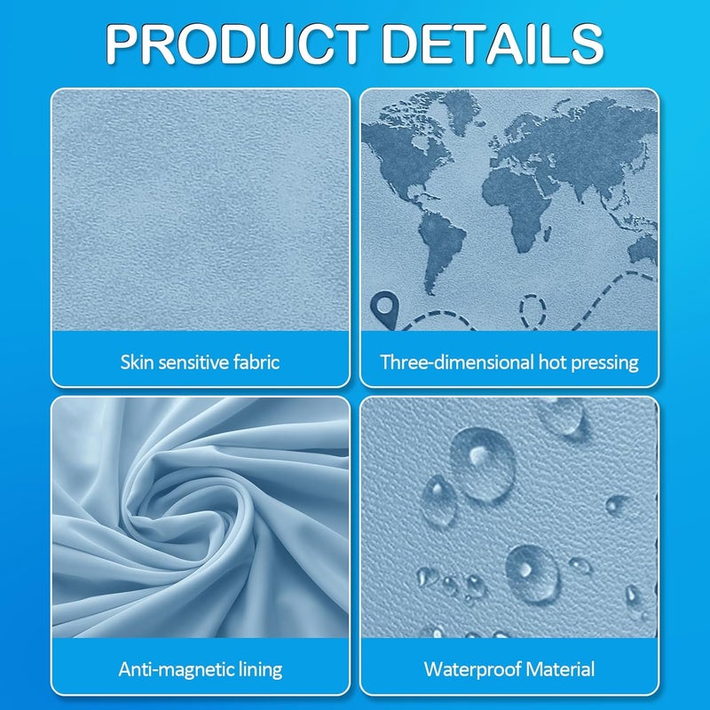 Sovirose Passport Holders, RFID Blocking Credit Card Holder, PU Leather Vaccine Card Holders for Travel with Magnetic Buckle, Travel Must Haves Cruise Ship Essentials for Men, Women (Blue) - Image 4